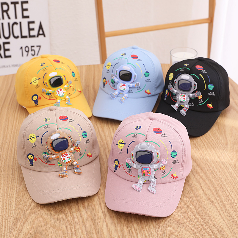 Spaceman Astronaut Children's Peaked Cap Baseball Cap Spring New Children's Hat 3-7 Years Old Baby Peaked Cap