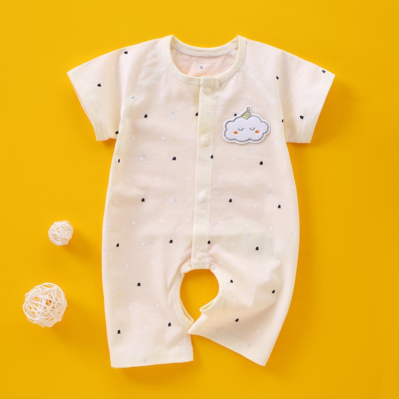 Baby Jumpsuit Pure Cotton Summer Thin Short-Sleeved Newborn Clothes a Underwear Baby Rompers Pajamas Jumpsuit Baby Clothes