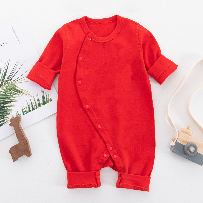 Newborn Baby Four Seasons Big Red Clothes First Born 100 Days One-Piece Clothes Baby Full Moon Clothes Monk Clothes Spring and Autumn Baby Clothes