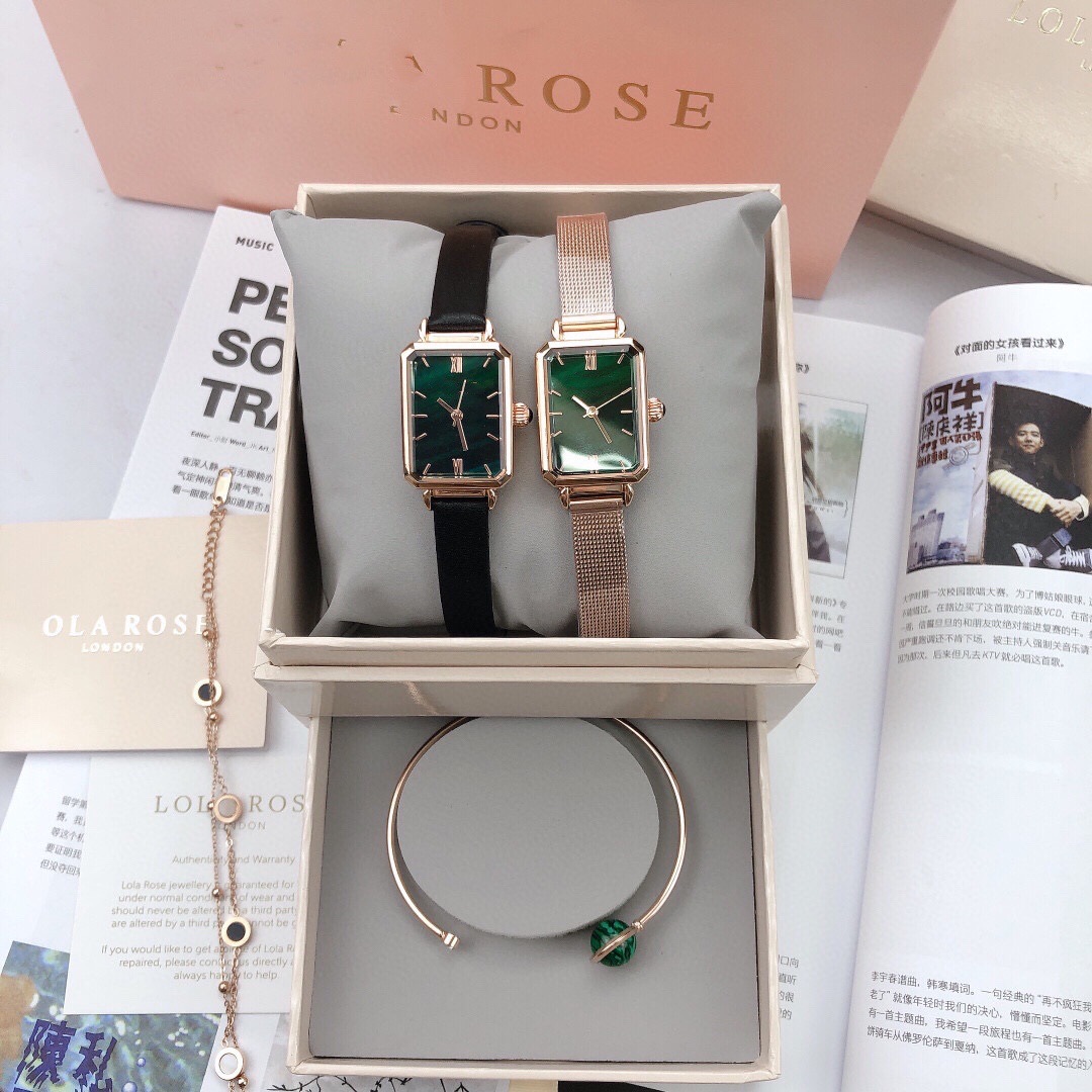 罗拉手表小绿表lola rose爆款网红复古方形女士时尚手表批发