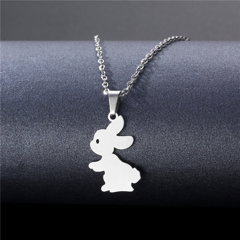 Stainless Steel Rabbit Necklace Female Online Influencer New Trendy Short and Simple Pendant European and American Rabbit Sweater Chain New Charm