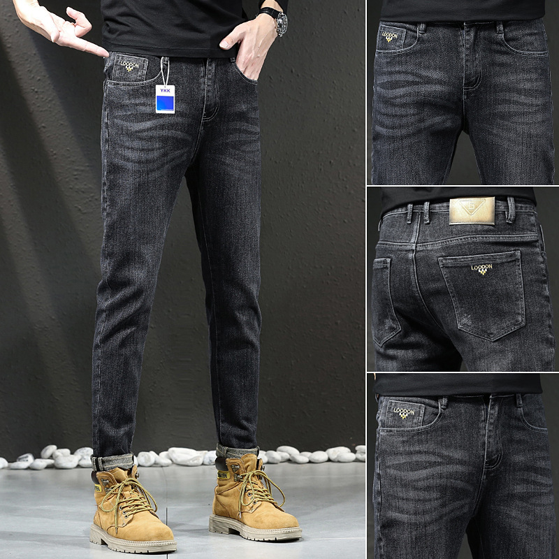 Jeans Men's 2022 Autumn and Winter New Fashion Elastic Fashion Slim Casual All-Match Pencil Pants Long Pants