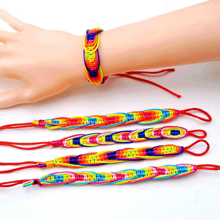 Woven Red Rope Dragon Boat Festival Colorful Rope Bracelet Wholesale Stall Carrying Strap Children's Treasure Kindergarten Five-Color Line Finished Product