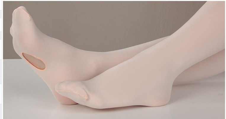 芭蕾专业天鹅绒袜子白色连裤袜成人练功考级舞蹈脚底带洞露脚心