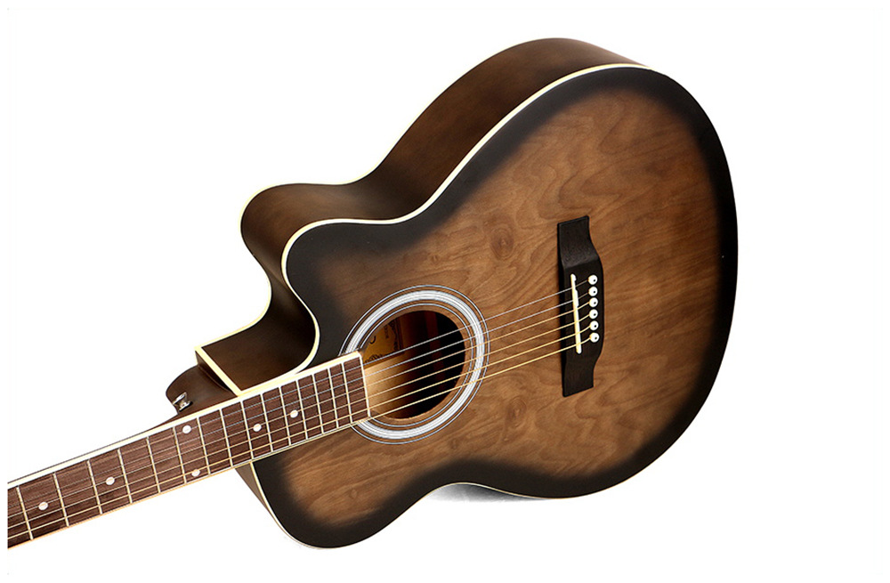 吉他工厂直销 40寸入门民谣吉他 初学 亮光椴木吉他 可贴牌定制