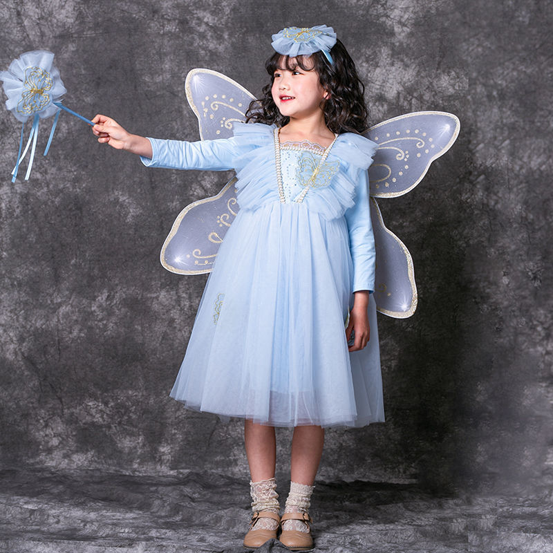 女童精灵蝴蝶花仙子装扮六一节儿童服装女孩白雪公主连衣裙表演服