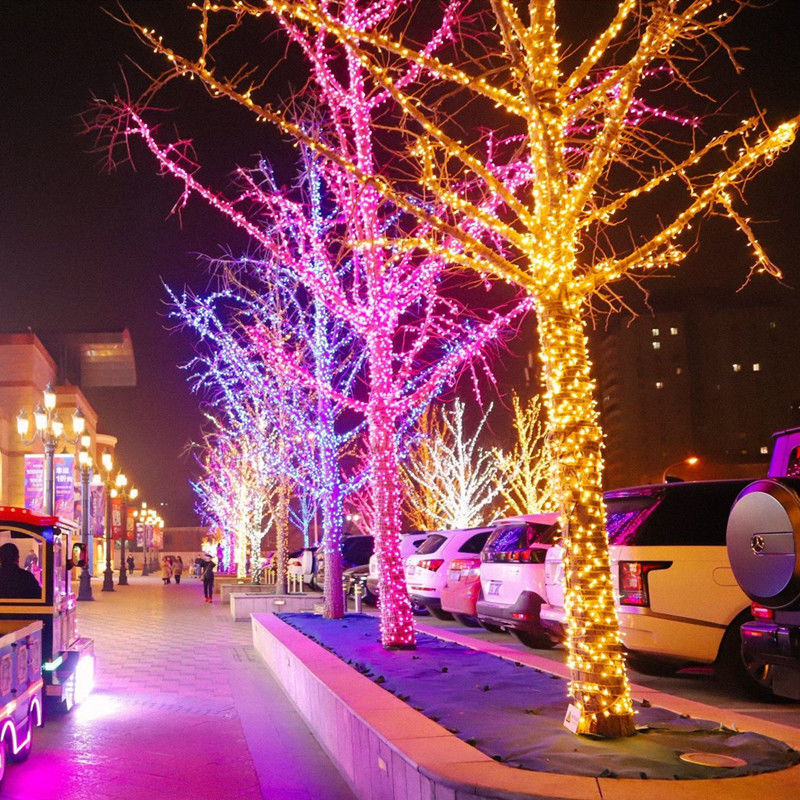 挂树上的彩灯闪灯串灯满天星户外缠树灯led彩灯串圣诞树灯带装饰