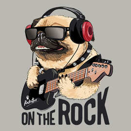 摇滚音乐狗狗烫画烫图 新款亚马逊热销动物头像服装热转印烫画