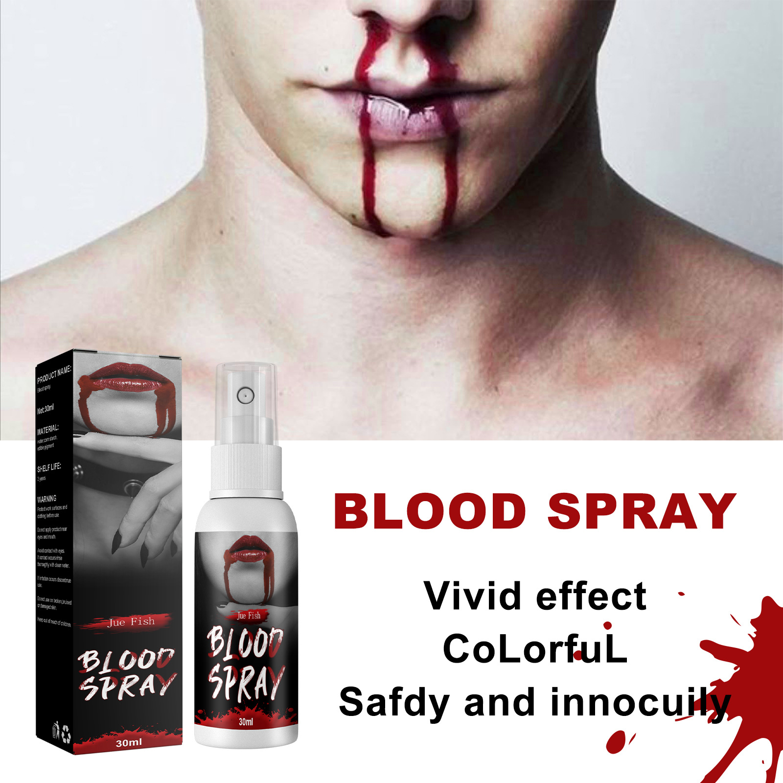 Jue-Fish Plasma Spray Plasma Fake Blood Vampire Zombie Blood Simulation Blood Spoof Film and Television Makeup Props