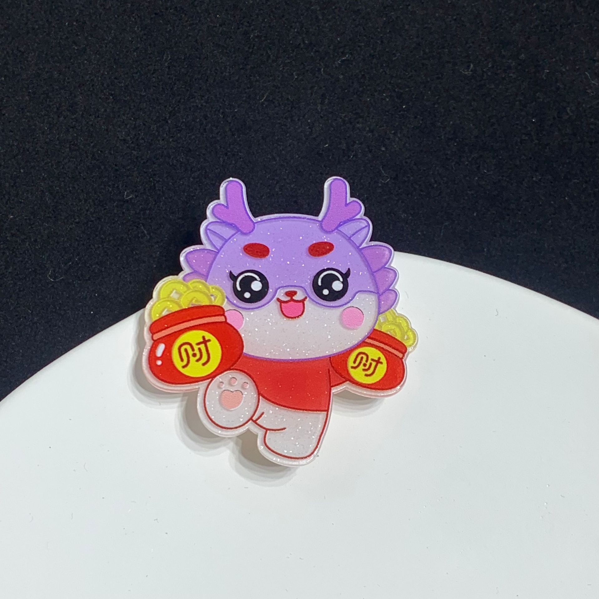Cute Dragon Year Rich Headdress Fortune Ins Sweet Girl Red Hairpin New Year Cartoon Bang Side Clip Barrettes
