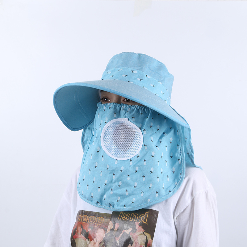 Outdoor Face Covering Cotton and Linen Sun Hat Sun Hat Travel Riding Men's Neck Protection Tea Picking Hat Wholesale