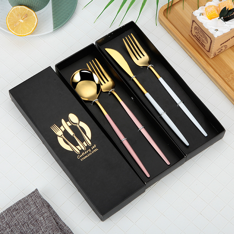 Portuguese Tableware Stainless Steel Knife and Forks Two-Piece Set Western Food/Steak Knife, Fork and Spoon Tableware Gift Set Printable Lo