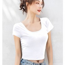 短袖恤女短款上衣打底衫高腰性感露脐修身夏季新款韩版上衣