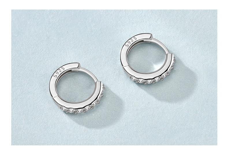 丽铭银饰秋冬耳环微镶耳扣女 欧美简约纯银925感级感耳帕工厂批发