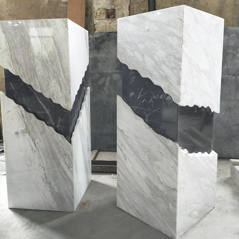 大理石底座基座古堡灰走廊过道长方形大型家居展示台爵士白展台