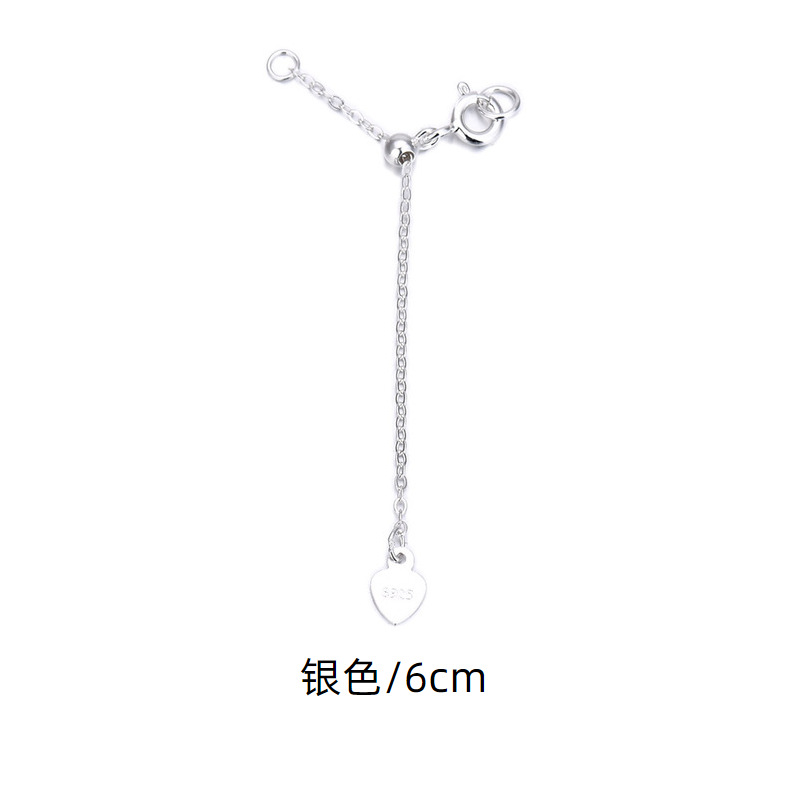 S925 Sterling Silver Extension Chain Y-Shaped Pull Adjustable Heart Tail Chain Pearl Necklace Bracelet Diy Accessories Material