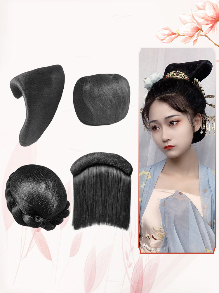 古装汉服假发发髻唐风单刀半翻刀髻唐风魏晋制凤冠髻柯子裙造型