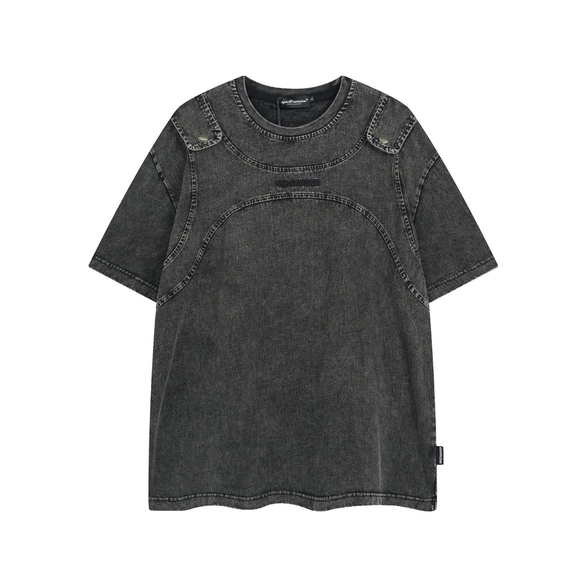 嘉衣库男装∣春夏新款美式复古机能风潮牌重磅水洗马甲设计感t恤