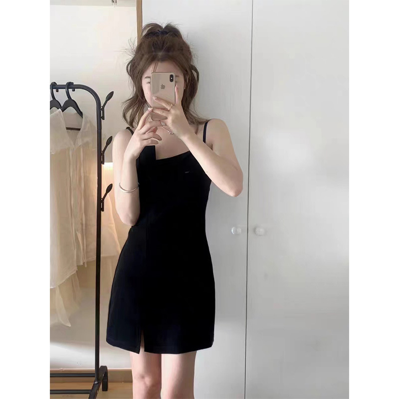 Sexy Black Camisole Dress Summer Women's Clothing 2023 New Inner Wear Slim Fit Temperament Sheath A- line Skirt