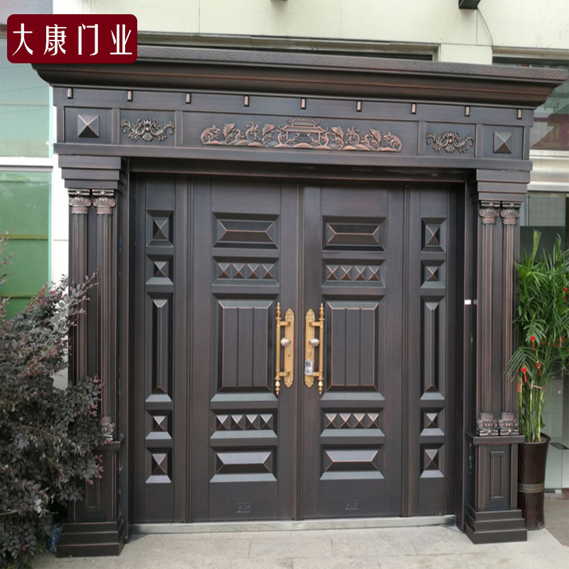大门家用乡村别墅大门对开门防盗门进户门门锌合金四开入户门