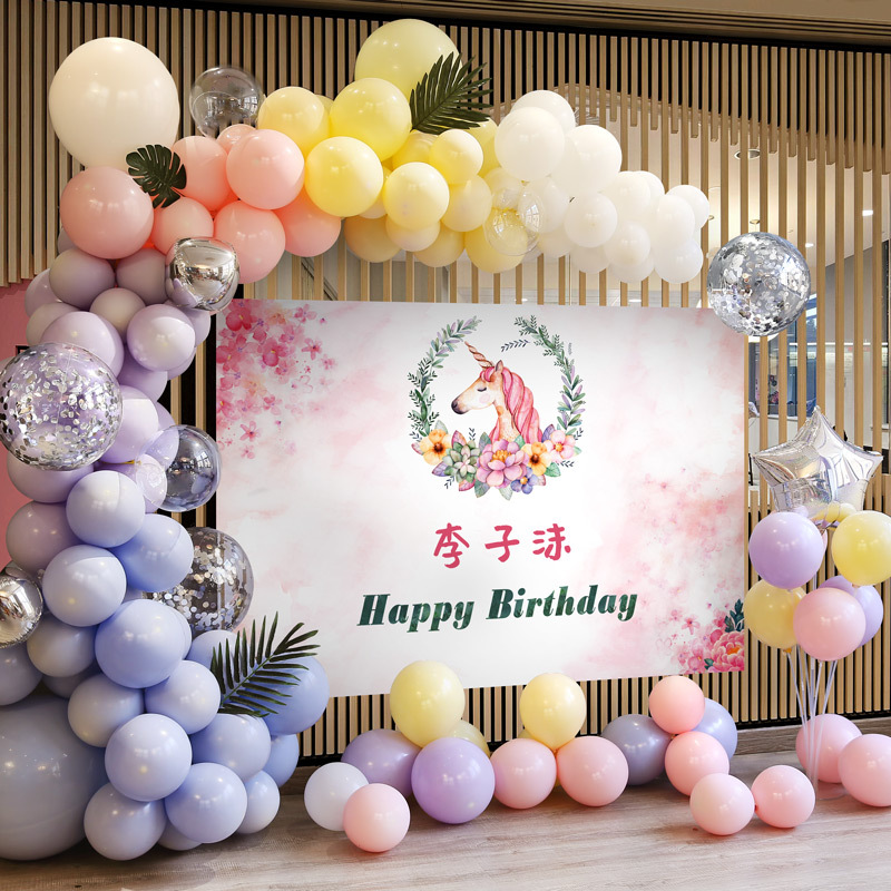生日装饰场景布置男友女孩子派对二周岁宝宝4周幼儿园厅小舞台