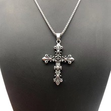 欧式长款十字架钛钢项链复古嘻哈百搭项链个性毛衣链时尚锁骨链