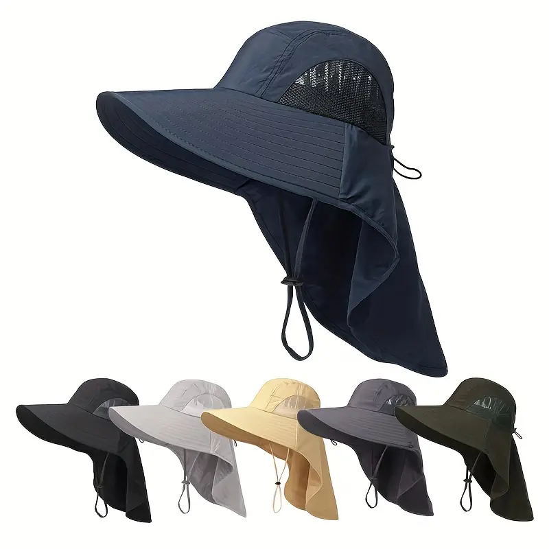 Summer Men's Sunhat Bucket Hat Fishing Hat Cross-Border Outdoor Sun Hat Amazon UV Protection Sun Hat