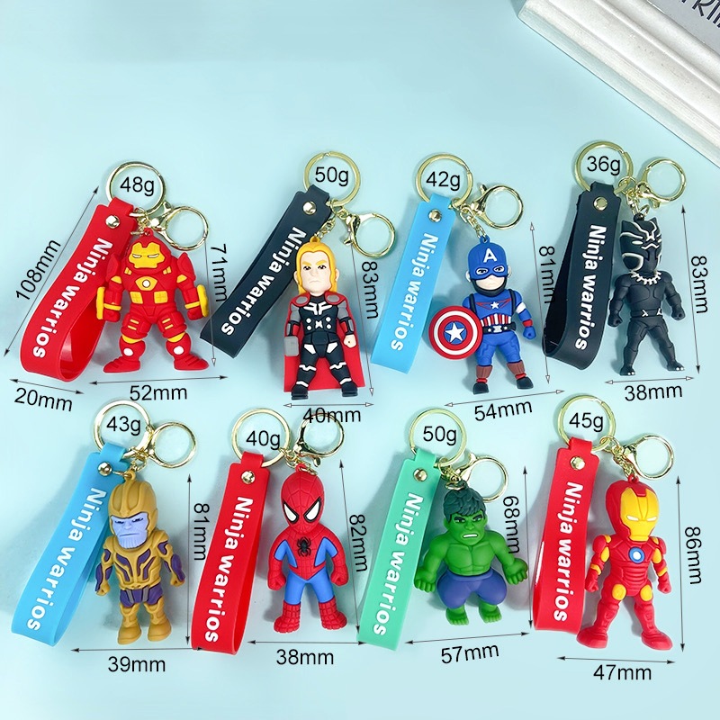 Creative Cartoon Avengers Keychain Marvel Iron Man Spider-Man American Team Key Chain Men's and Women's Handbags Pendant