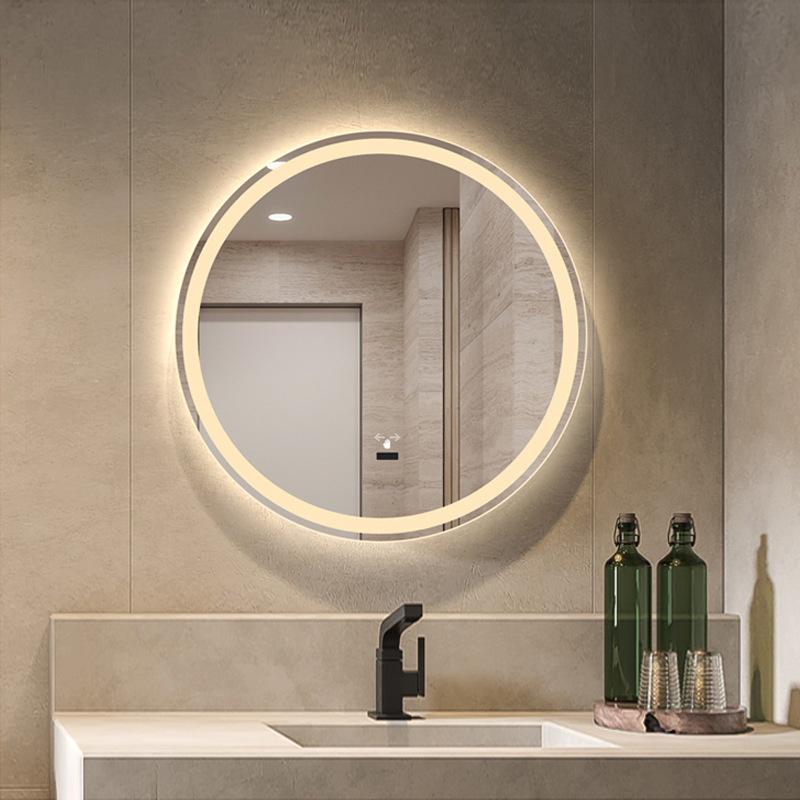 Smart Bathroom Mirror Hotel Led round Mirror Touch Screen Toilet with Light Antifog Glasses Toilet Bathroom Mirror