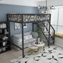 北欧简约铁艺高架床小户型家用卧室楼阁床学生宿舍公寓1.5单人床