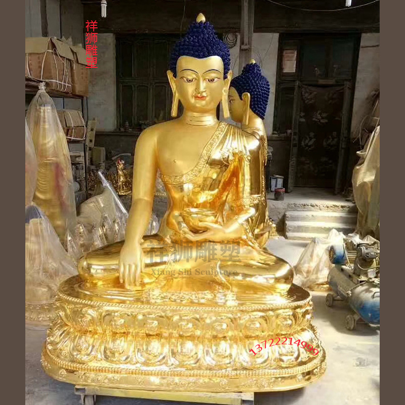 祥狮纯铜制定燃灯佛佛像如来佛藏传燃灯古佛尼泊尔供奉工艺品摆件