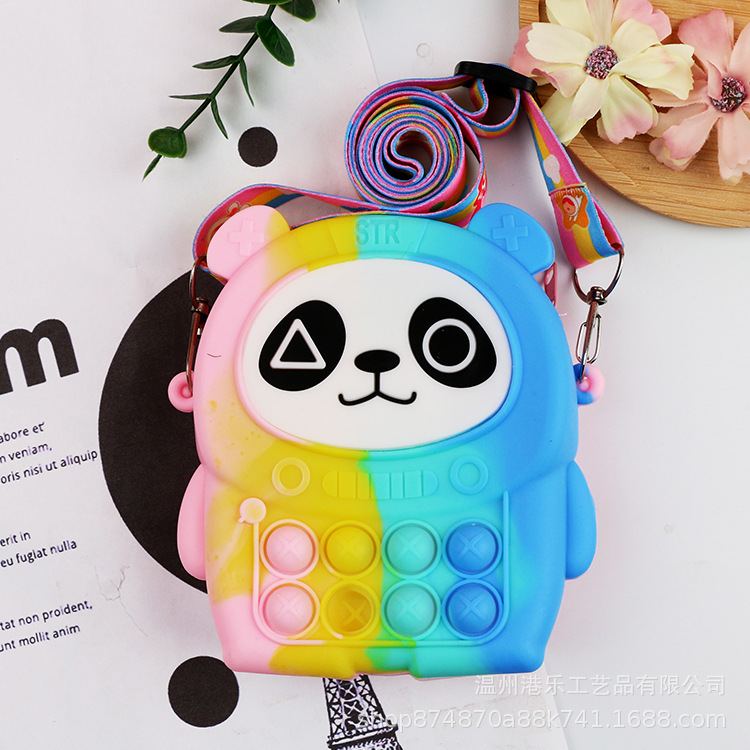 Rat Killer Pioneer Lesser Panda Squeezing Toy Coin Purse Earphone Bag with Lanyard Keychain Cute Cartoon Children's Bags