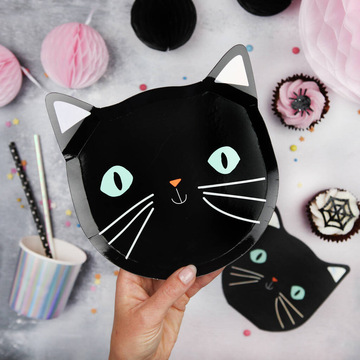 halloween黑色小猫纸盘万圣节派对纸杯纸盘定制鬼节一次性餐具