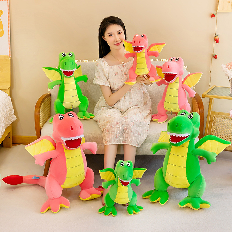 卡通恐龙抱枕儿童可爱毛绒玩具小恐龙翼龙公仔跨境批发礼物装饰