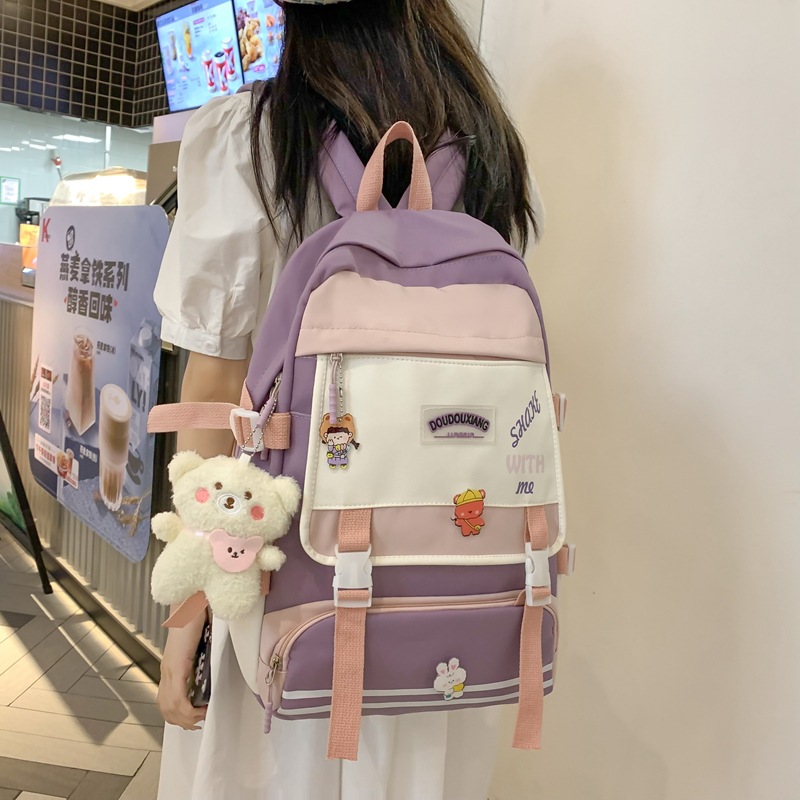 Partysu Schoolbag Female Summer Junior High School Student Korean Harajuku Style Lightweight Middle School Student Large Capacity High School Student Japanese Backpack