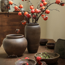 陶罐禅意花盆花瓶罐子中式摆件陶陶复古日式手工家居插花陶瓷粗客