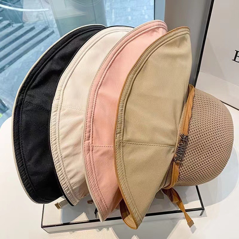 Japanese Style Hollow out Stitching Bucket Hat Summer Thin Ventilation Cap Women's Foldable Sun Hat Face-Looking Small Sun Hat
