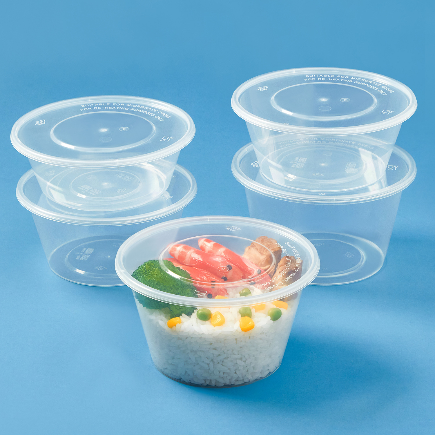 冰粉打包盒圆形一次性餐盒加厚快餐外卖透明塑料便当饭盒汤碗带盖