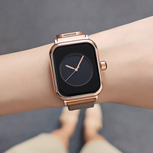 女士防水硅胶带手表时尚方形女表学生潮流仿苹果智能大表盘石英表