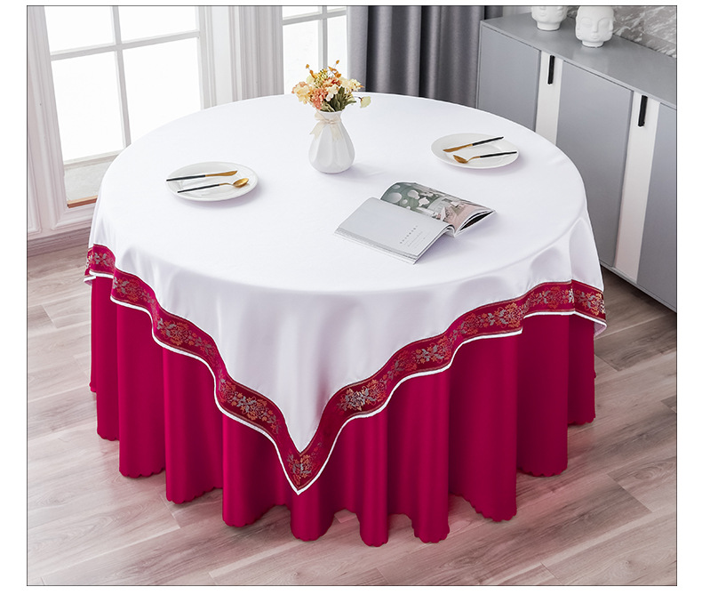 双层高档镶边桌布酒店宴会桌布大圆桌台布饭店餐厅宴会双层茶几布