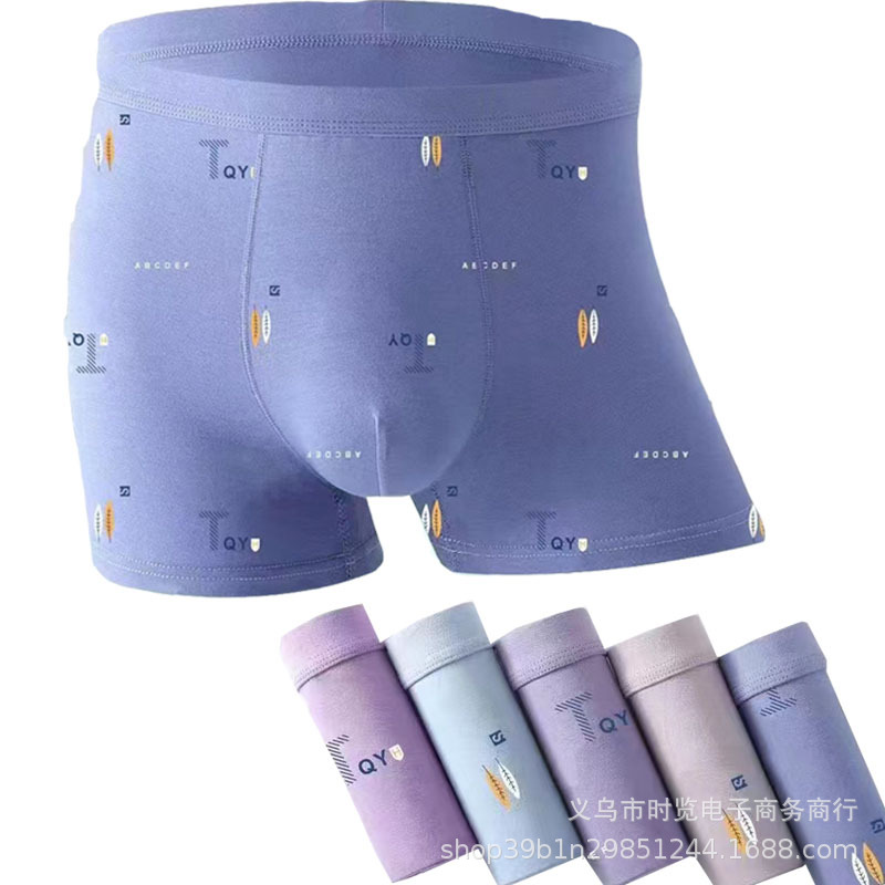 2024 Stall Underwear Men's Cotton Underwear Fashion Printing plus Size Modal Youth Silk Boxer