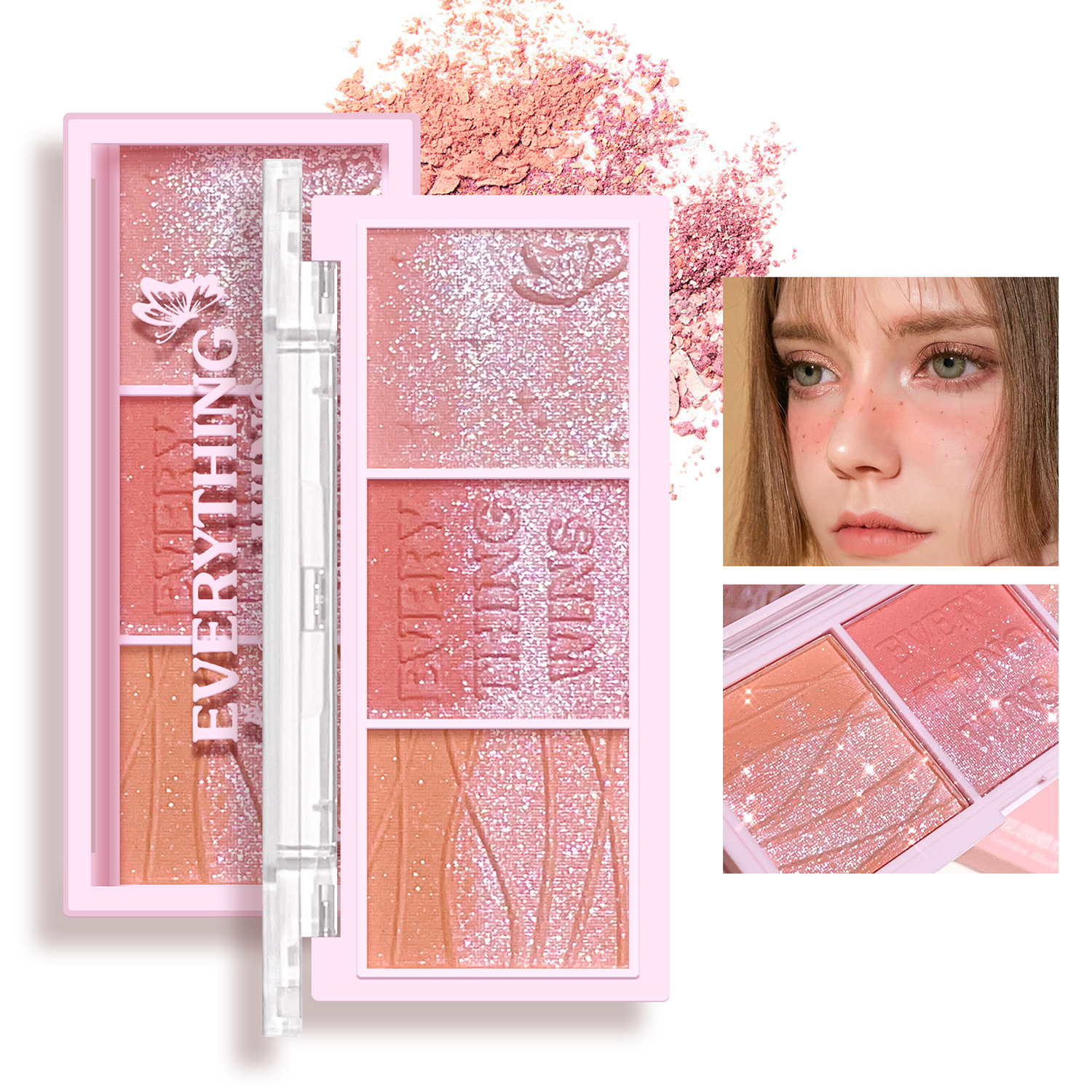three-color blush secret garden shimmer matte glitter pink niche pink tender color daily cheap blush