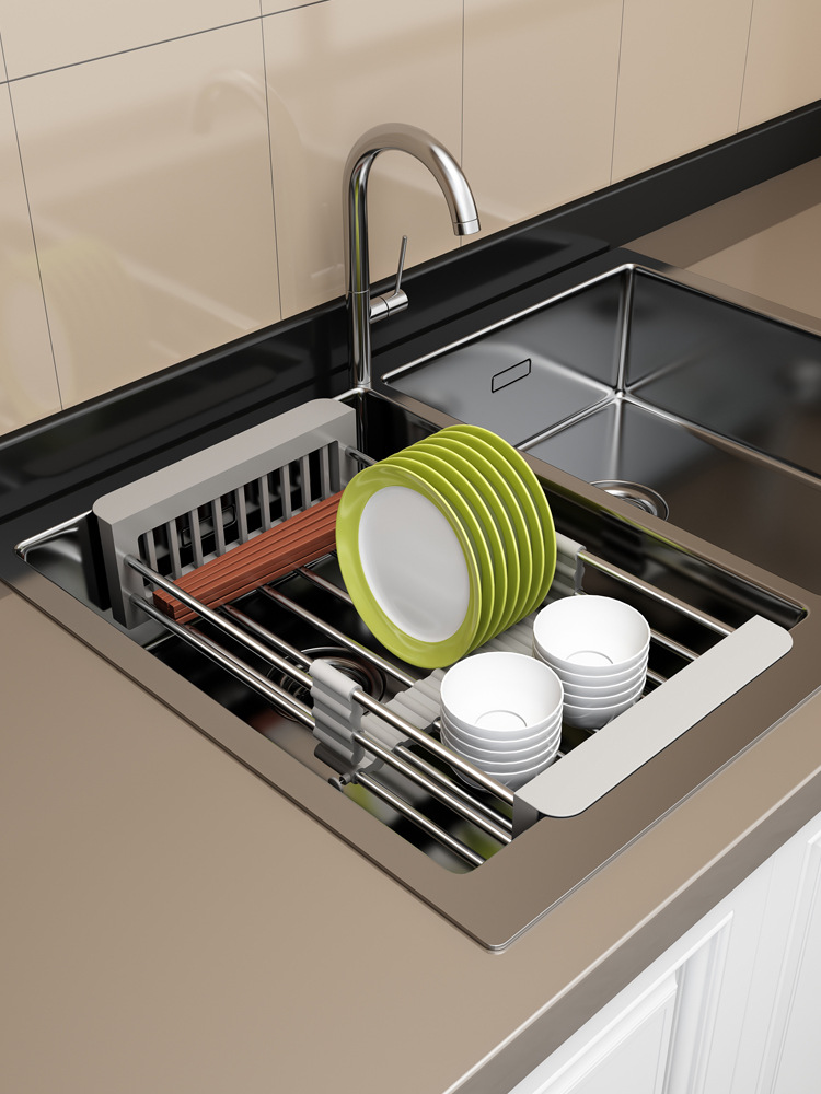 水槽沥水篮不锈钢可伸缩厨房水池滤水篮过滤筐洗碗池洗菜盆沥水架