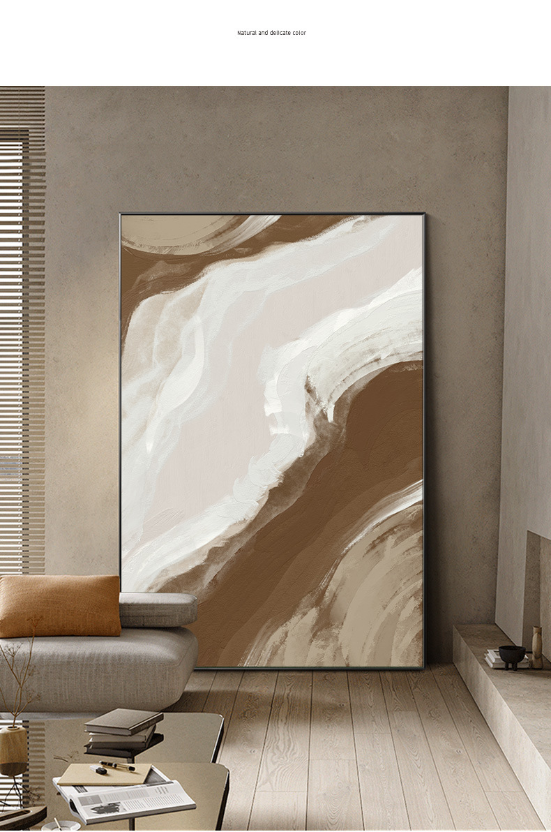 遐想海韵莫兰迪色系巨幅油画布沙发落地装饰画过道抽象肌理挂画