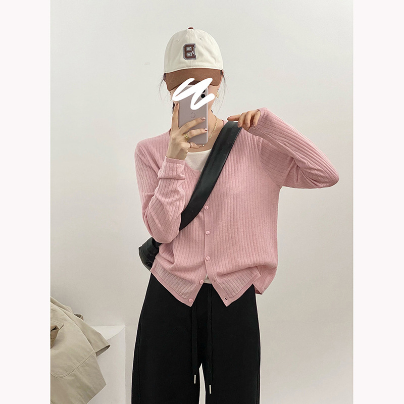 细羊毛假两件开衫 2024春季新款韩版休闲针织开衫d1601-阿里巴巴