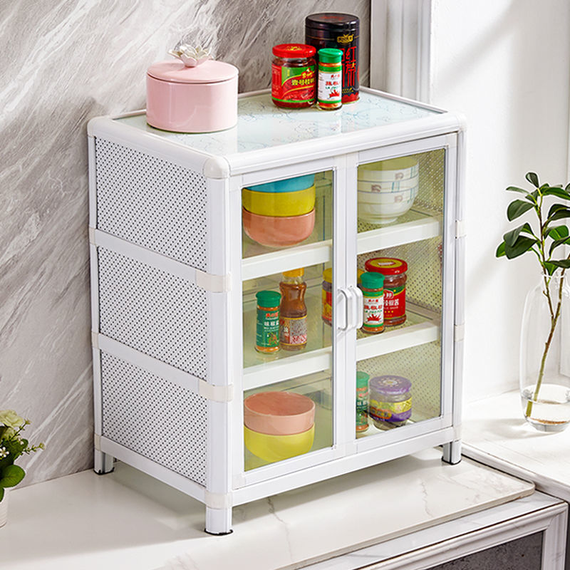 碗柜收纳餐具柜台面厨房柜子储物柜铝合金小型家用放碗置物架橱柜
