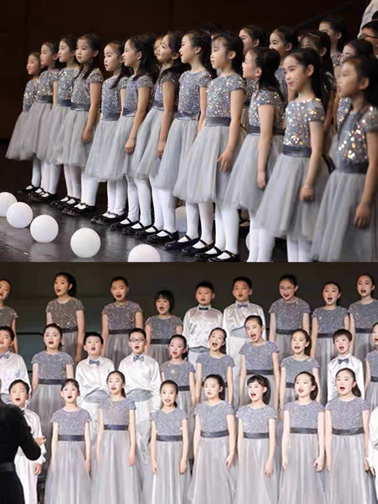 六一儿童节主持人礼服男孩女孩演出表演礼服花童男女童礼服套装b