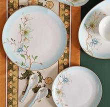骨质瓷碗盘碟浮雕金浮雕彩餐具套装乔迁家用礼品宫廷风中式奢华
