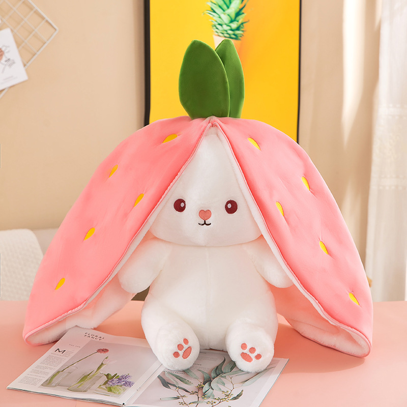 High-Profile Figure Fun Transformation Rabbit Plush Toy Variable Carrot Strawberry Pillow Rabbit Doll Children's Doll