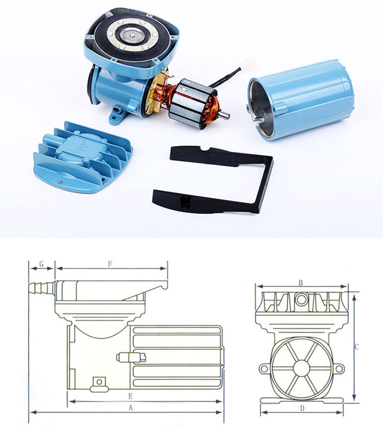 resun日生mpq电磁空气泵车载电瓶点烟器电池直流氧气增氧泵12v24v